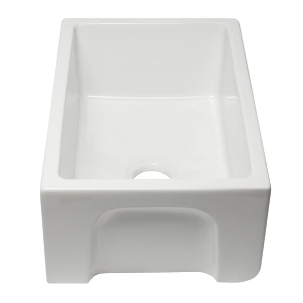 30 White Reversible Smooth / Fluted Sgl Bowl Fireclay Farm Sink